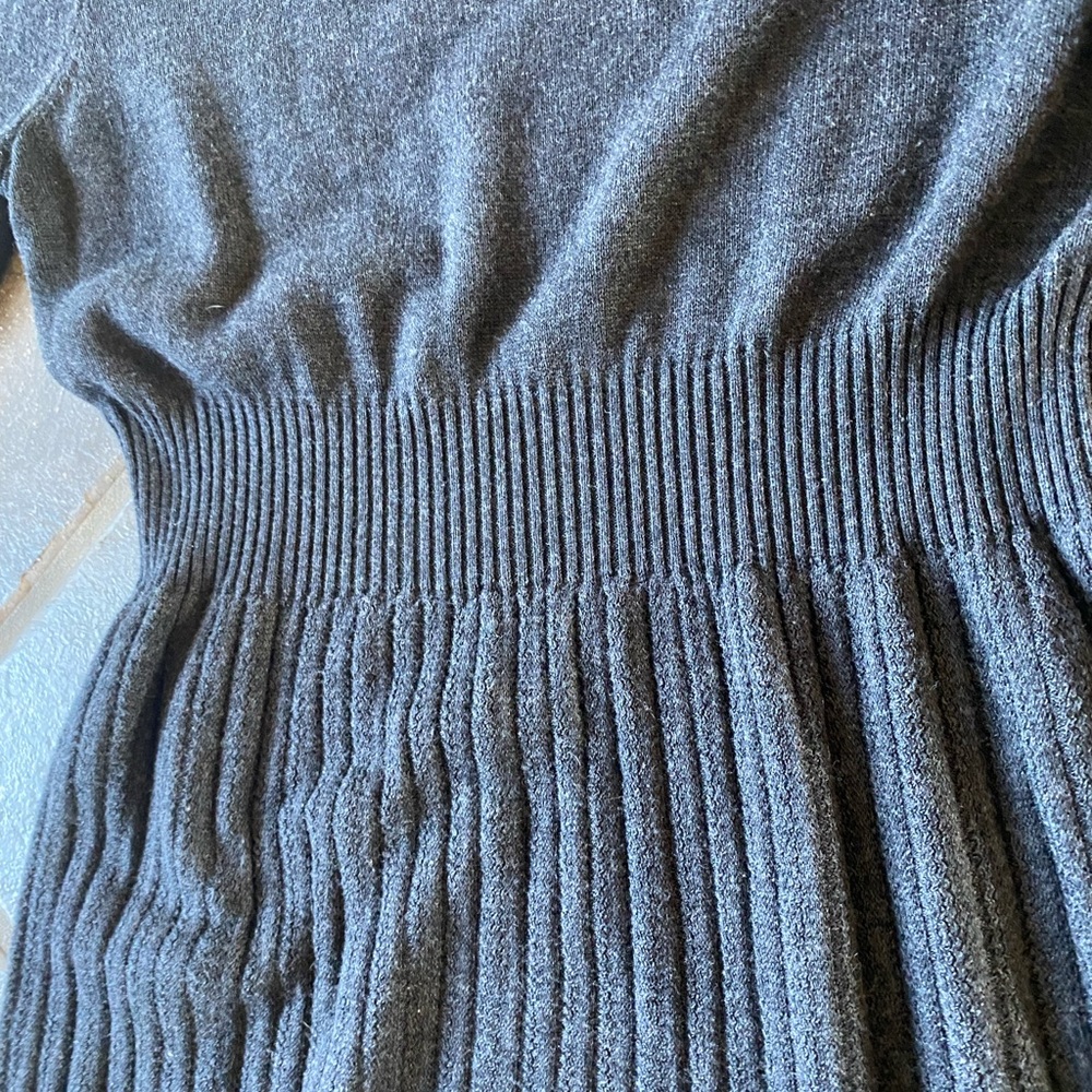 Neiman Marcus, Gray sweater dress, Size Small with faux leather trim at cuffs - Picture 8 of 9